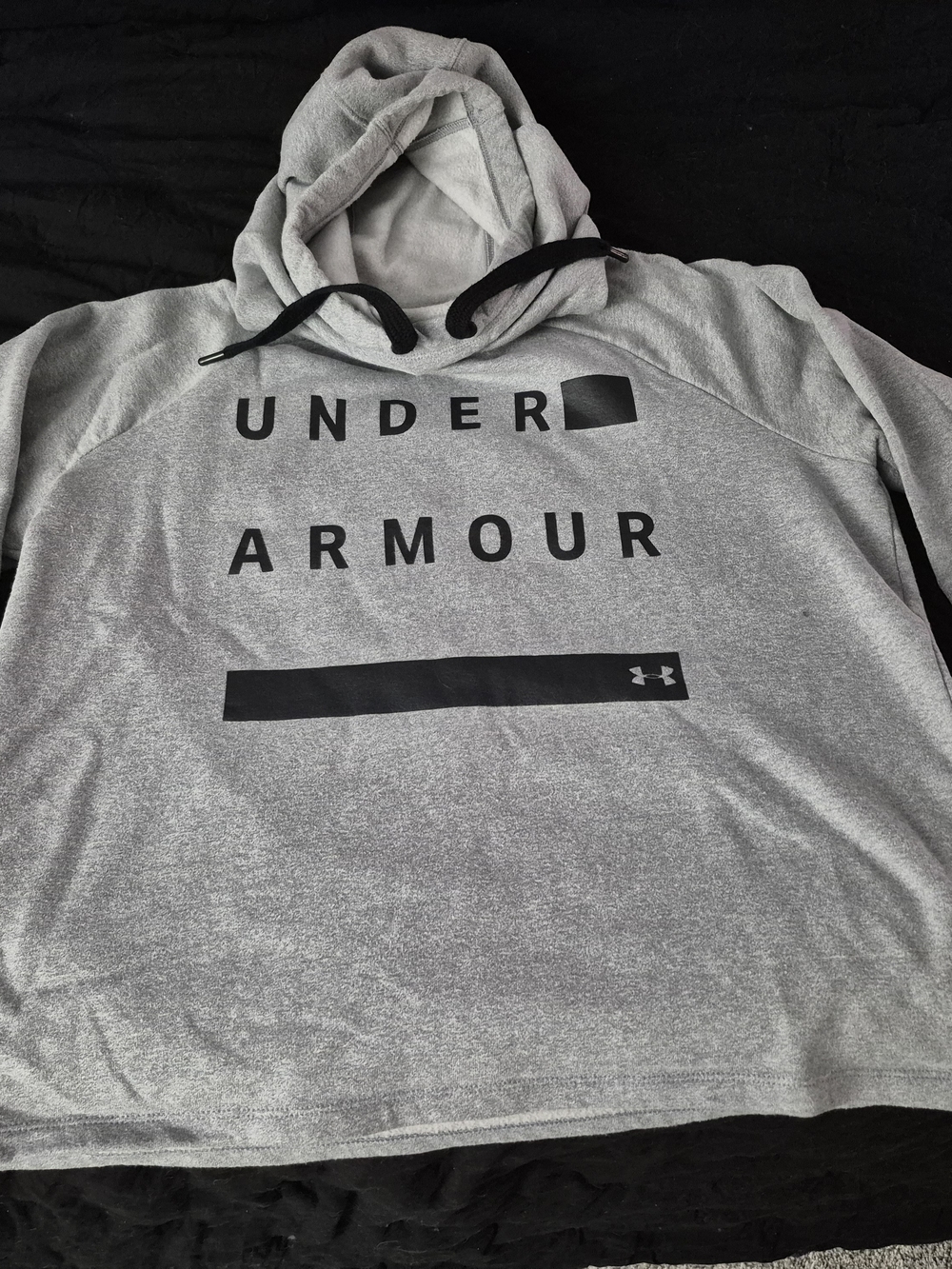 Under Armour Heather Gray Pullover Hoodie with Black Logo